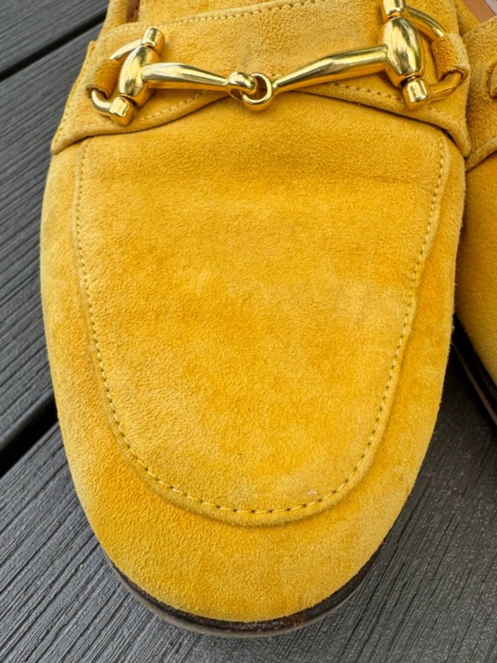 Celine Vintage Yellow Suede Horsebit Loafers Size 36.5/6 - Picture 5 of 11